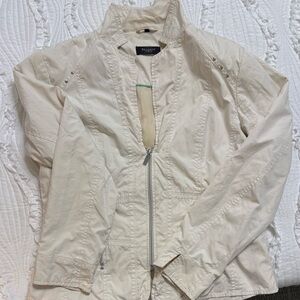 Sag Harbor Women's Cream Zip-Front Lightweight Jacket